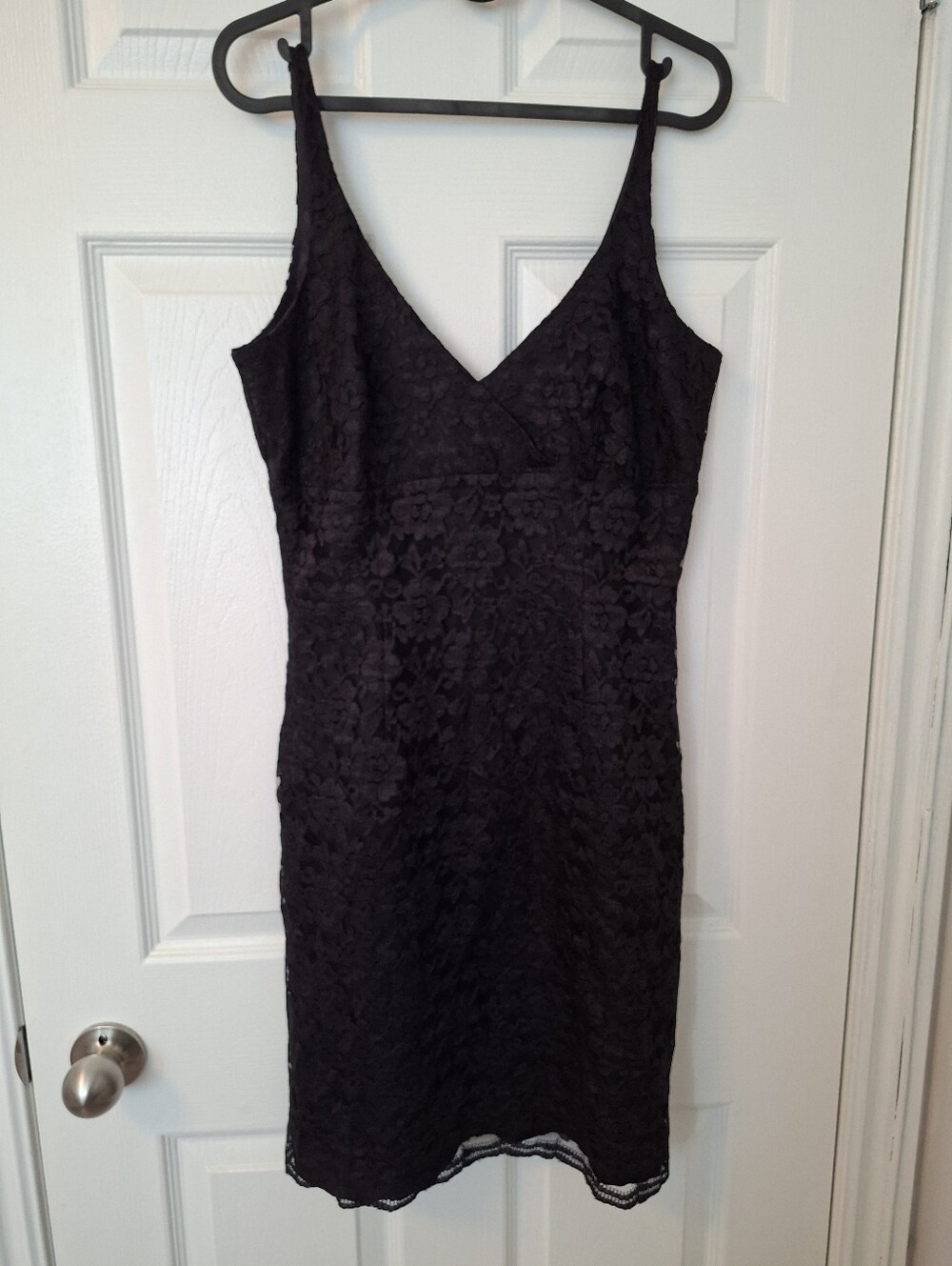 R.S.V.P Vintage Black Lace V-Neck Slip Dress